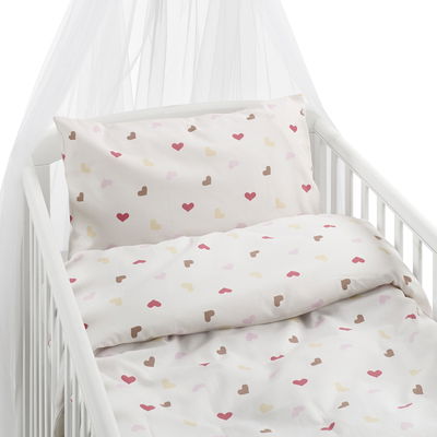 Hjärtrud Beige Barn SpjälsängBäddset 100x130 Borganäs of Sweden
