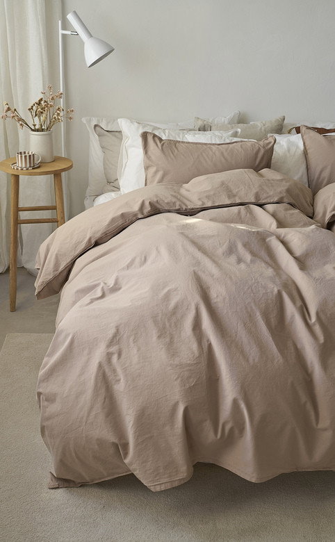 Enfärgat Brun Humble Bäddset Enkeltäcke 150x210 Borganäs of Sweden