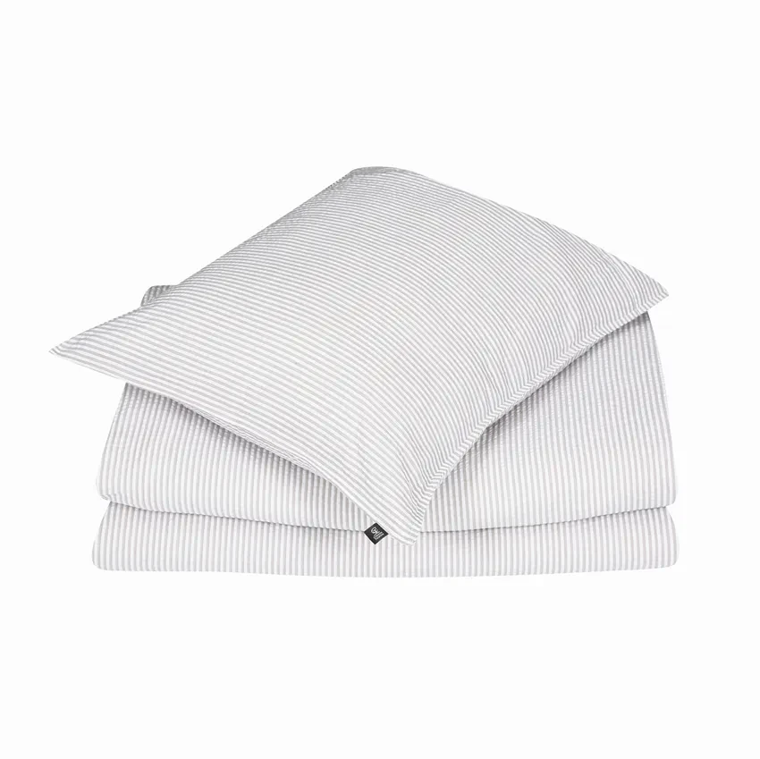 Bäckebölja Beige/Vit Randigt Bäddset Enkeltäcke 150x210 Classic Textile