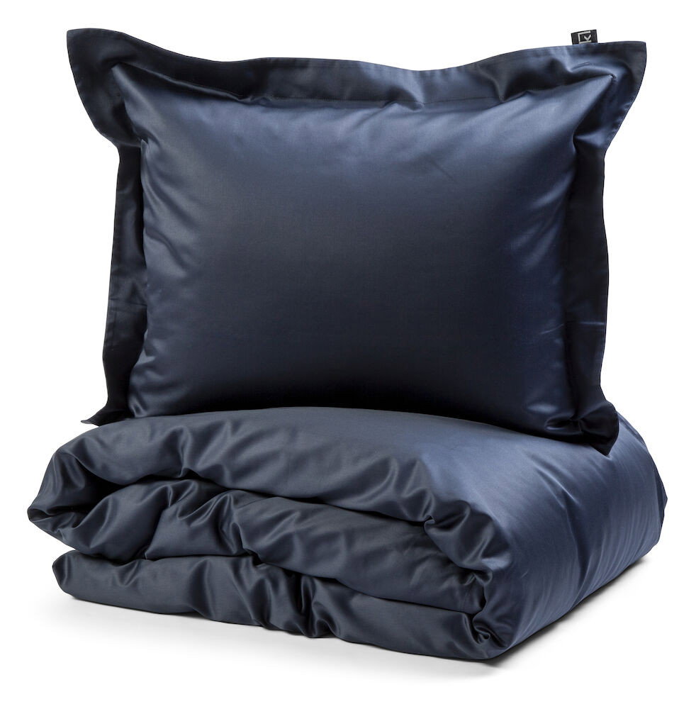 Manchester Satin Marin Bäddset Enkeltäcke 150x210 Kosta Linnewäfveri
