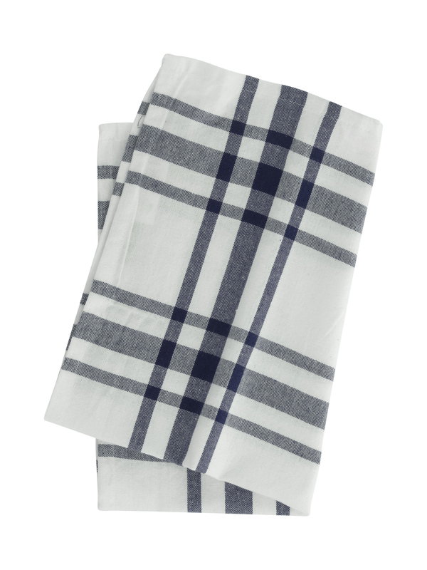 Kökshandduk Rutig Återvunnen Marinblå 40x60 Kosta Linnewäfveri