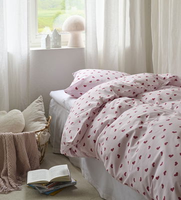 Hjärtrud Rosa Bäddset Enkeltäcke 150x210 Borganäs of Sweden