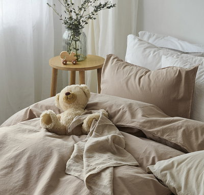 Enfärgat Brun Humble Bäddset Enkeltäcke 150x210 Borganäs of Sweden