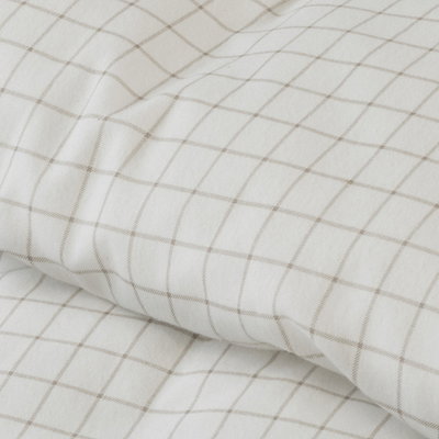 Birger Offwhite Flanell Rutigt Bäddset Enkeltäcke 150x210 Borganäs of Sweden