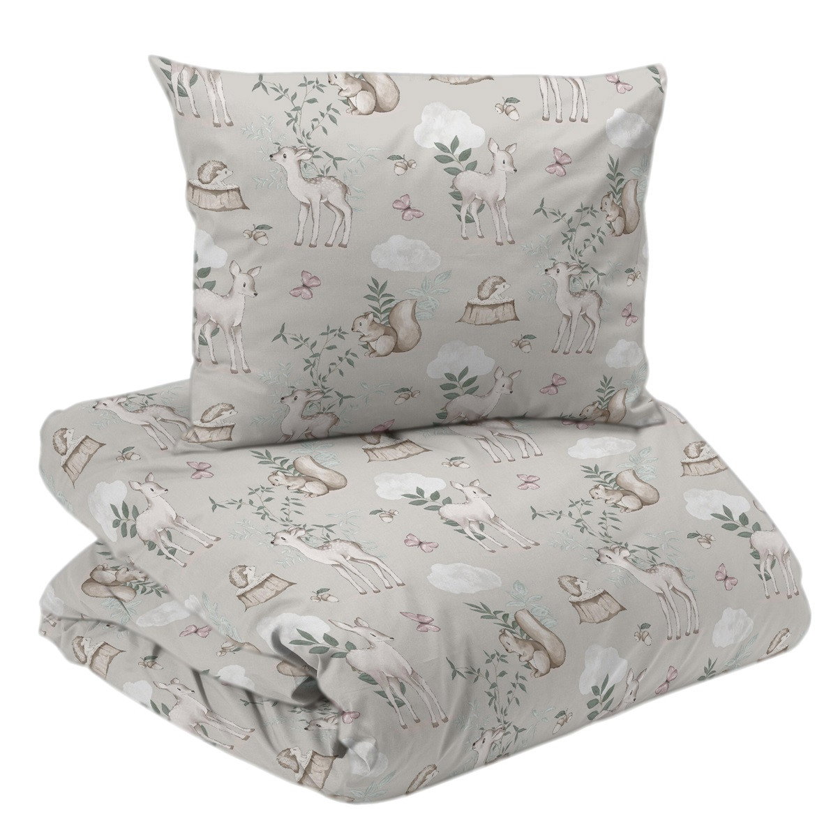 Bambi Beige Söta Djur Barn Bäddset Enkeltäcke 150x210 Redlunds