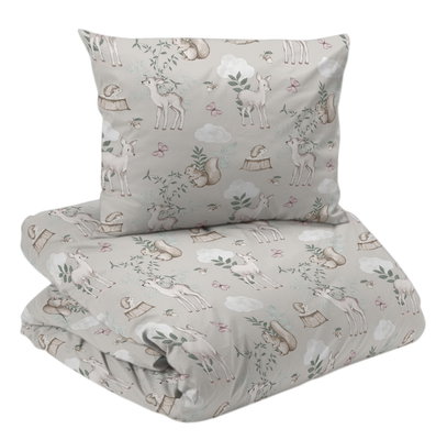 Bambi Beige Söta Djur Barn Bäddset Enkeltäcke 150x210 Redlunds