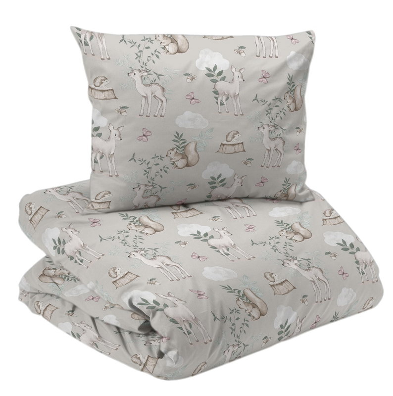 Bambi Beige Söta Djur Barn Bäddset Enkeltäcke 150x210 Redlunds