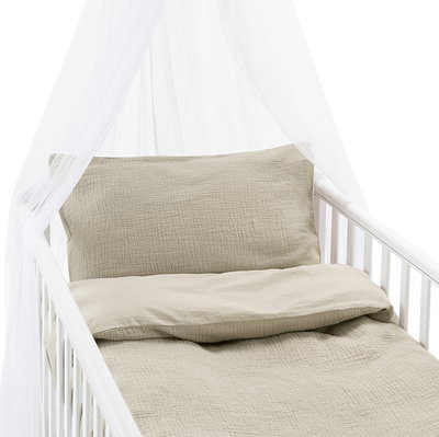 Enfärgat Beige Rolling Bäddset Spjälsäng 100x130  Borganäs of Sweden