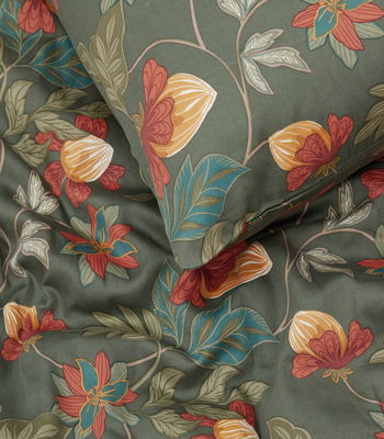 Bratteby Blommigt Satin Bäddset Enkeltäcke 150x210 Kosta Linnewäfveri