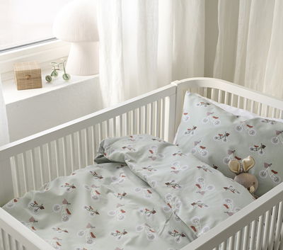 Plingeling Grön Barn Bäddset Spjälsäng 100x130 Borganäs of Sweden