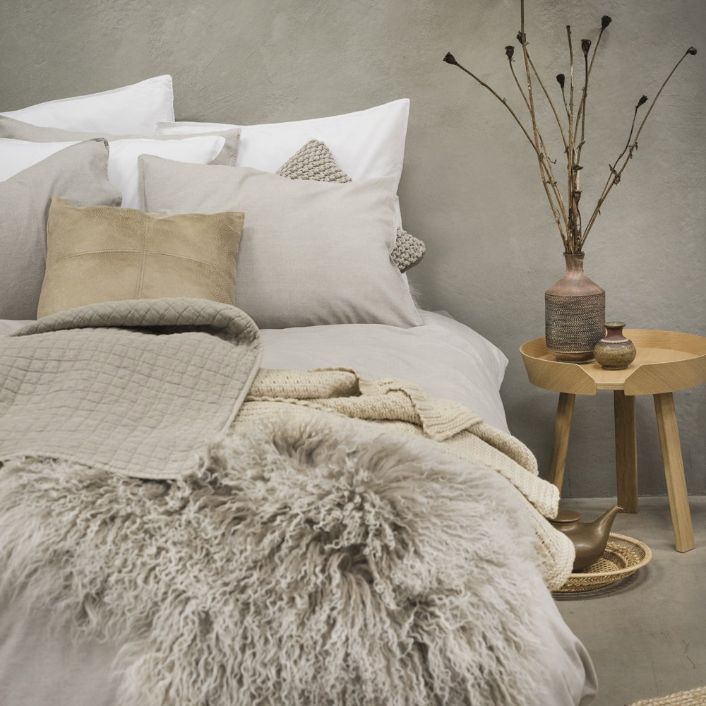 Enfärgat Beige Washed Bäddset Enkeltäcke 150x210 Borganäs of Sweden
