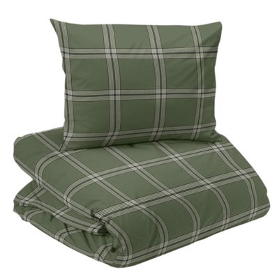 Cortina Grön Flanell Rutigt Bäddset Enkeltäcke 150x210 Redlunds