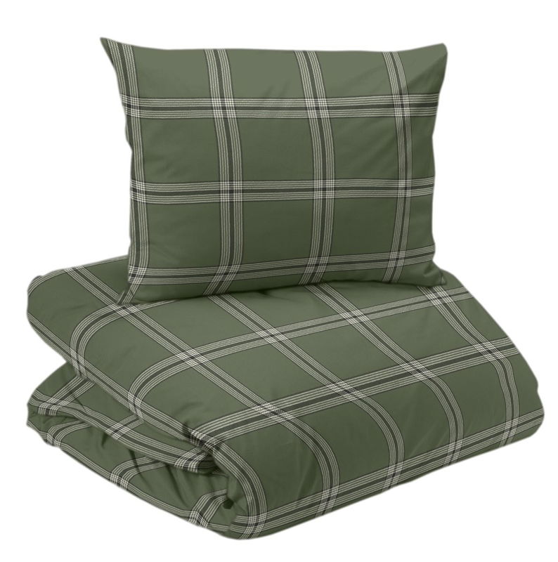 Cortina Grön Flanell Rutigt Bäddset Enkeltäcke 150x210 Redlunds