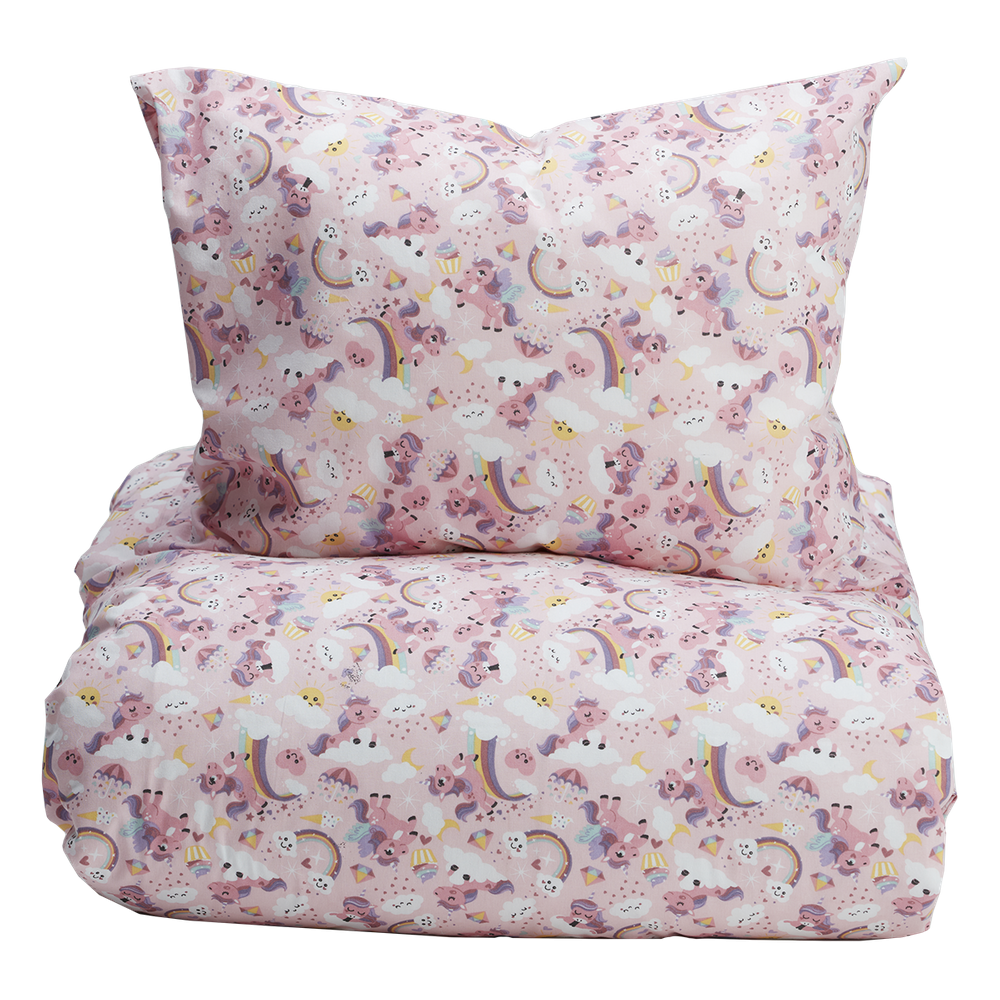 Unicorn Rosa Bäddset Enkeltäcke 150x210 Noble House