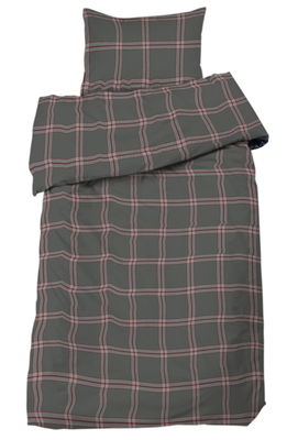 Cortina Flanell Grå/Röd Rutigt Bäddset Enkeltäcke 150x210 Redlunds