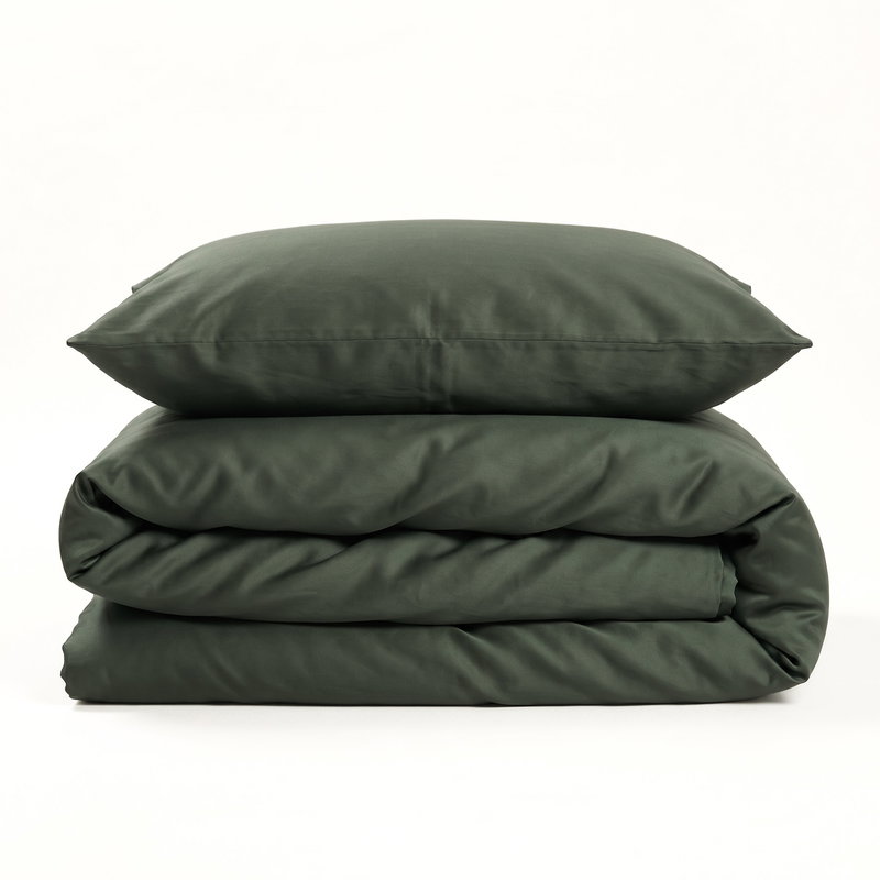 Grönt Satin Bäddset Enkeltäcke 150x210 Björk®