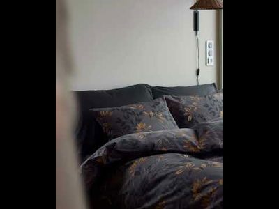 Nadja Svart/Brun Satin Blommigt Bäddset Enkeltäcke 150x210 Höie