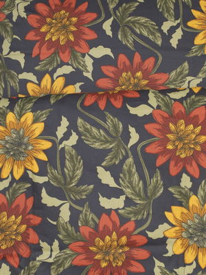 Gullholmen Blommigt Satin Bäddset Enkeltäcke 150x210 Kosta Linnewäfveri