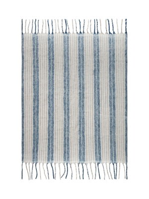Pläd Tanum Randig Blå 130x170 cm Kosta Linnewäfveri