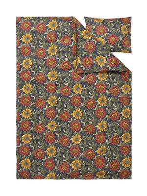 Gullholmen Blommigt Satin Bäddset Enkeltäcke 150x210 Kosta Linnewäfveri
