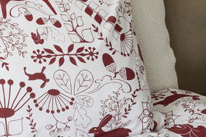 Äppelbo Röd Bäddset Enkeltäcke 150x210 Borganäs of Sweden