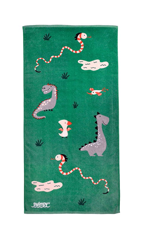Dino Grön Dinosaurier Barn Badlakan 70x140 Swimpy by Tildas Dino Grön Dinosaurier Barn Badlakan 70x140 Swimpy by Tildas