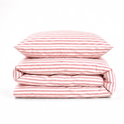 Bäddset Randig Rosa/Vit Enkeltäcke 150x200 Björk®