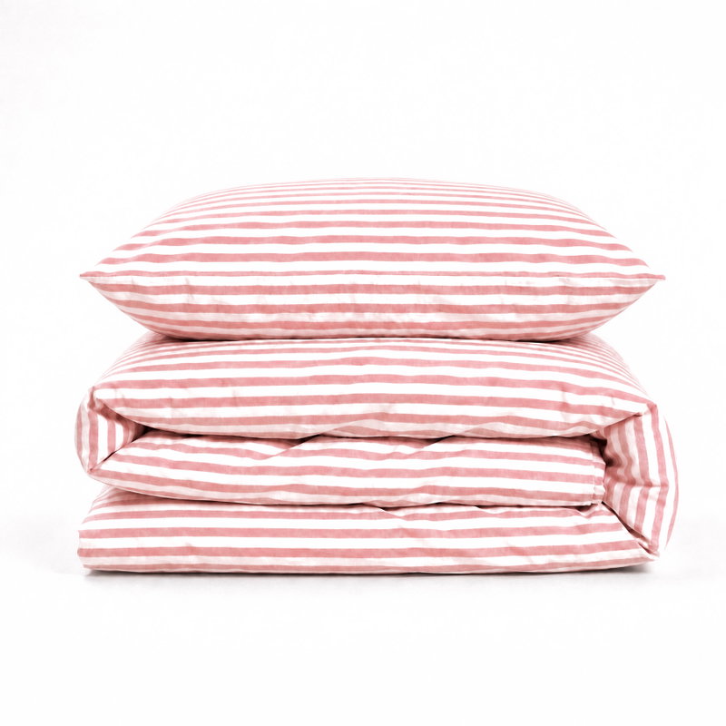 Bäddset Randig Rosa/Vit Enkeltäcke 150x200 Björk®