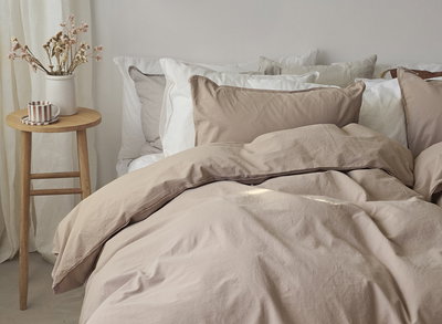 Enfärgat Brun Humble Bäddset Enkeltäcke 150x210 Borganäs of Sweden