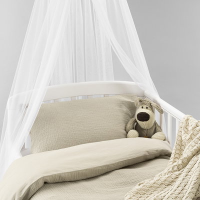 Enfärgat Beige Rolling Bäddset Spjälsäng 100x130  Borganäs of Sweden