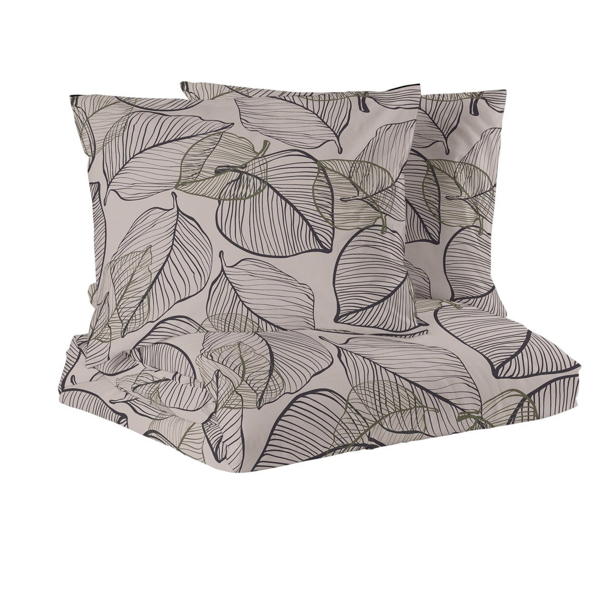 Hugo Beige/Grön Bäddset Dubbeltäcke 220x210 Redlunds