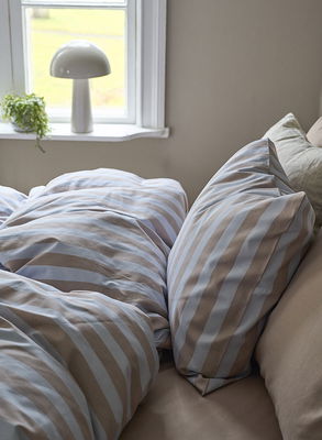 Sanna Multi Randigt Microfiber Bäddset Enkeltäcke 150x210 Borganäs of Sweden