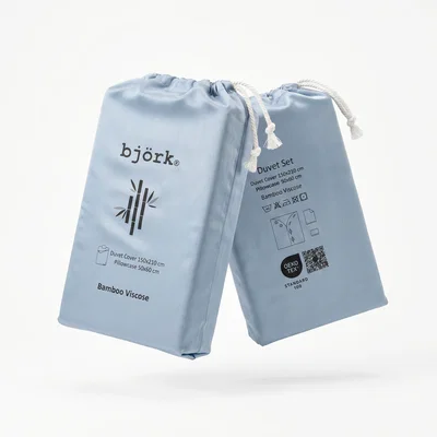 Bambu Bäddset Blå Enkeltäcke 150x210 Björk®