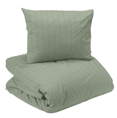 Square Satin Grön Bäddset Enkeltäcke 150x210 Redlunds