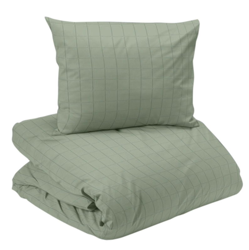 Square Satin Grön Bäddset Enkeltäcke 150x210 Redlunds
