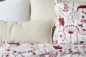 Äppelbo Röd Bäddset Enkeltäcke 150x210 Borganäs of Sweden