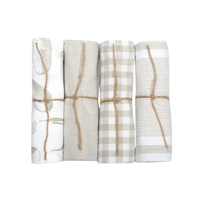 Kökshandduk Linnea Beige/Vit 50x70 4-pack Classic Textile