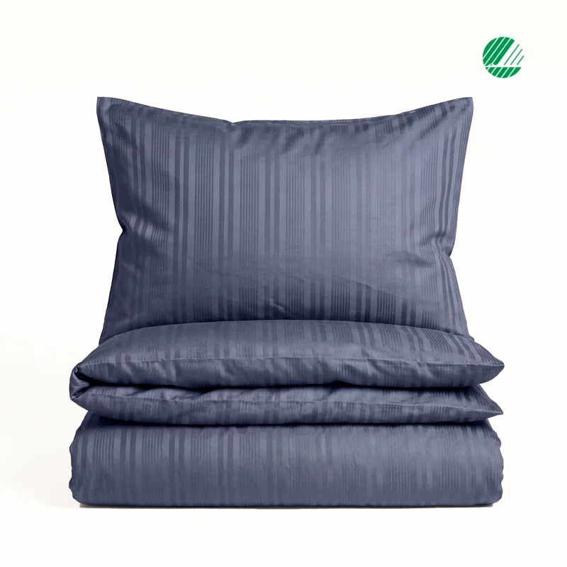 Teddy Satin Marinblå Bäddset Enkeltäcke 150x210 Classic Textile