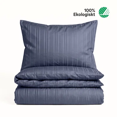 Teddy Satin Marinblå Bäddset Enkeltäcke 150x210 Classic Textile