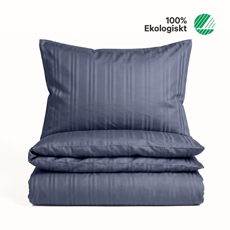 Teddy Satin Marinblå Bäddset Enkeltäcke 150x210 Classic Textile