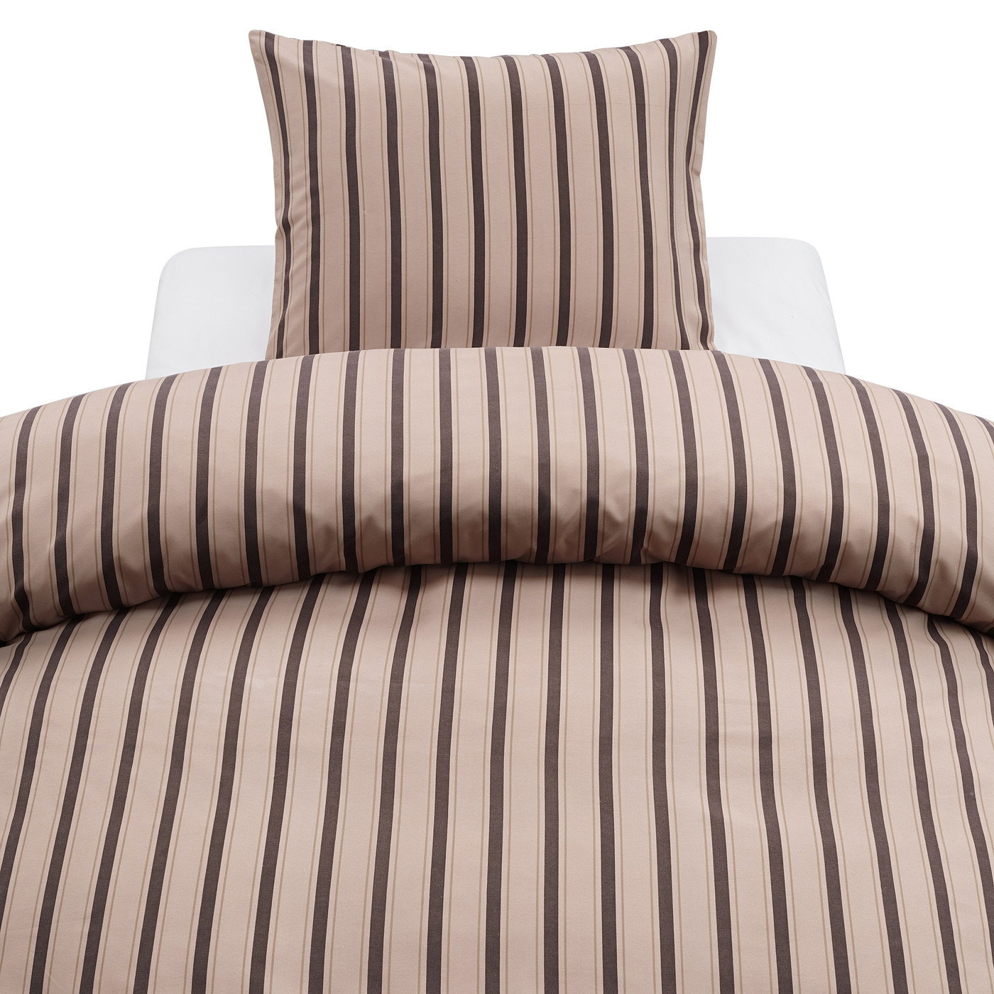 Miranda Brun Randigt Microfiber Bäddset Enkeltäcke 150x210 Harmony