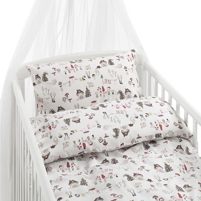 Fingal Svampar Vit Barn Bäddset Spjälsäng 100x130 Borganäs of Sweden