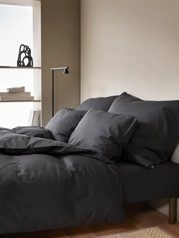 Harmoni Satin Svart Bäddset Enkeltäcke 150x210 Höie