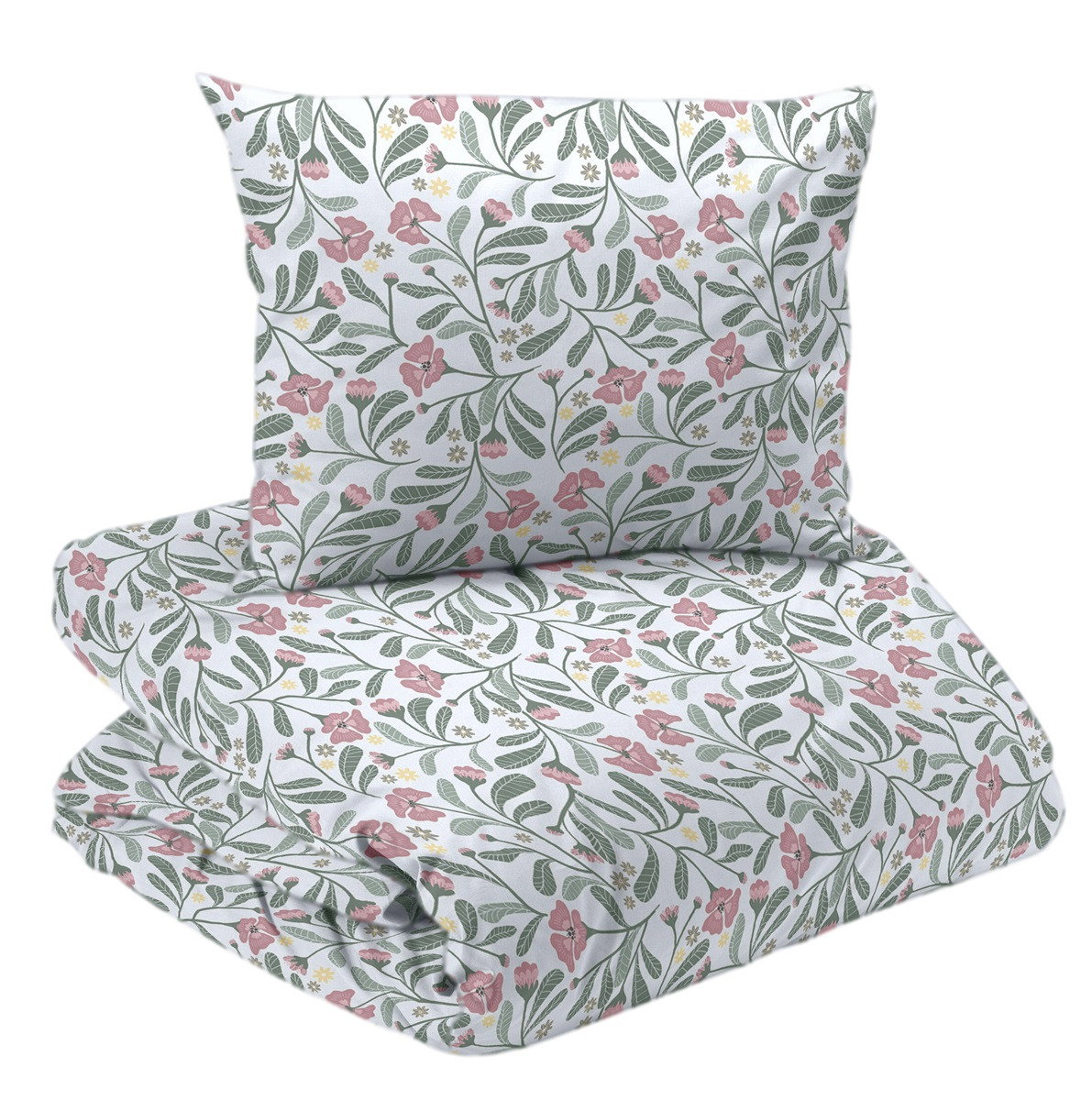 Lovis Vit/Rosa Blommigt Bäddset Enkeltäcke 150x210 Redlunds