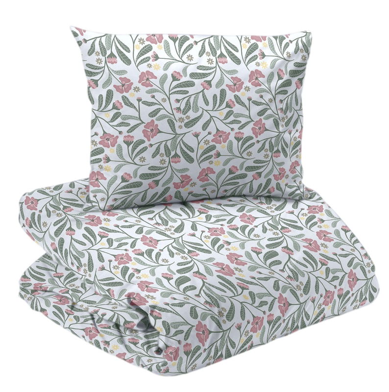 Lovis Vit/Rosa Blommigt Bäddset Enkeltäcke 150x210 Redlunds