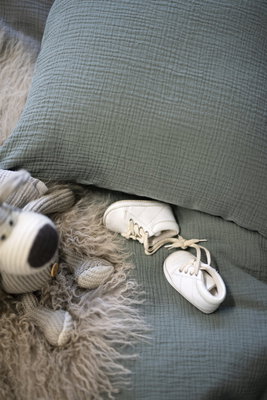 Enfärgat Grön Rolling Bäddset Spjälsäng 100x130  Borganäs of Sweden