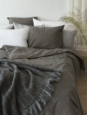 Enfärgat Grå Washed Bäddset Dubbeltäcke 220x210 Borganäs of Sweden