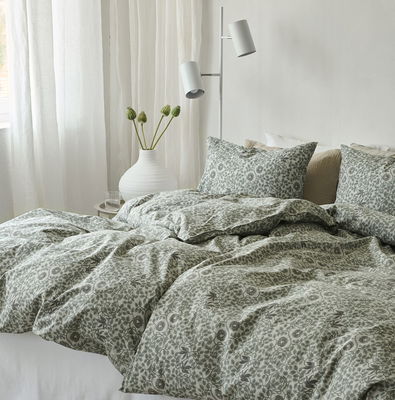 Botanique Grön Blommigt Bäddset Enkeltäcke 150x210 Borganäs of Sweden