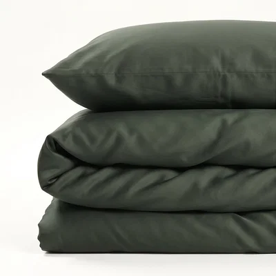 Grönt Satin Bäddset Enkeltäcke 150x210 Björk®