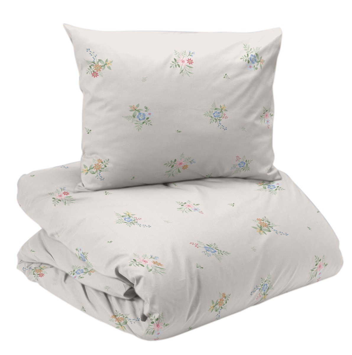 Molly Beige Blommigt Bäddset Enkeltäcke 150x210 Redlunds